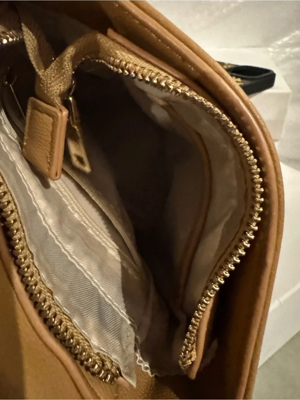 SOPHIYA Zoe Tan Leather Crossbody Backpack from Sophiya